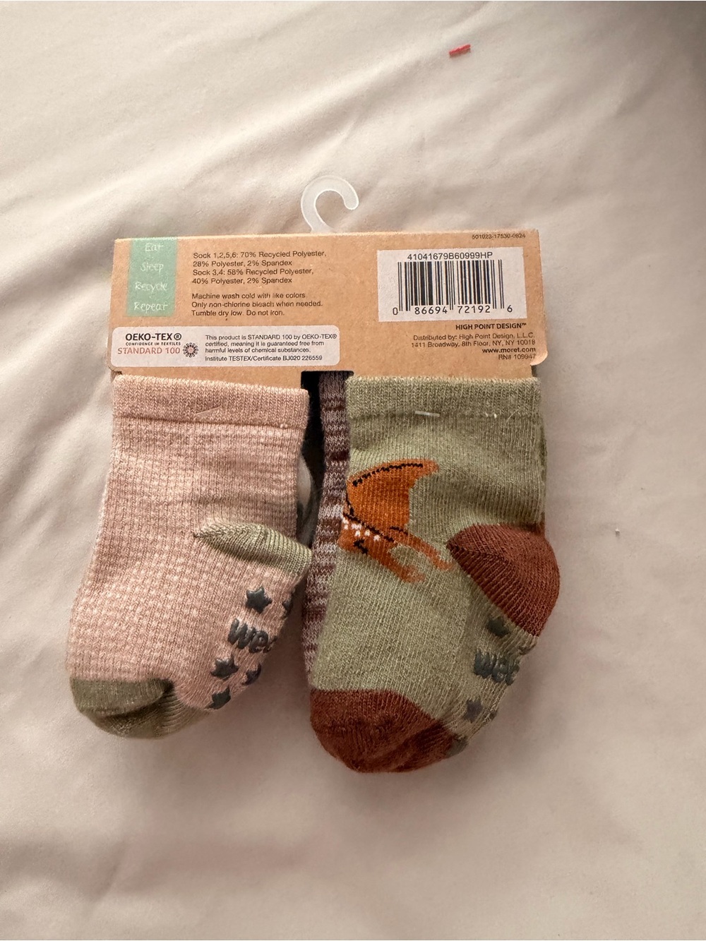 Baby Walker Socks - Pink & Olive Dino Grip Set